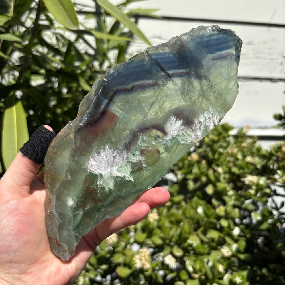 Large Blue-Green Feather Fluorite Slab
